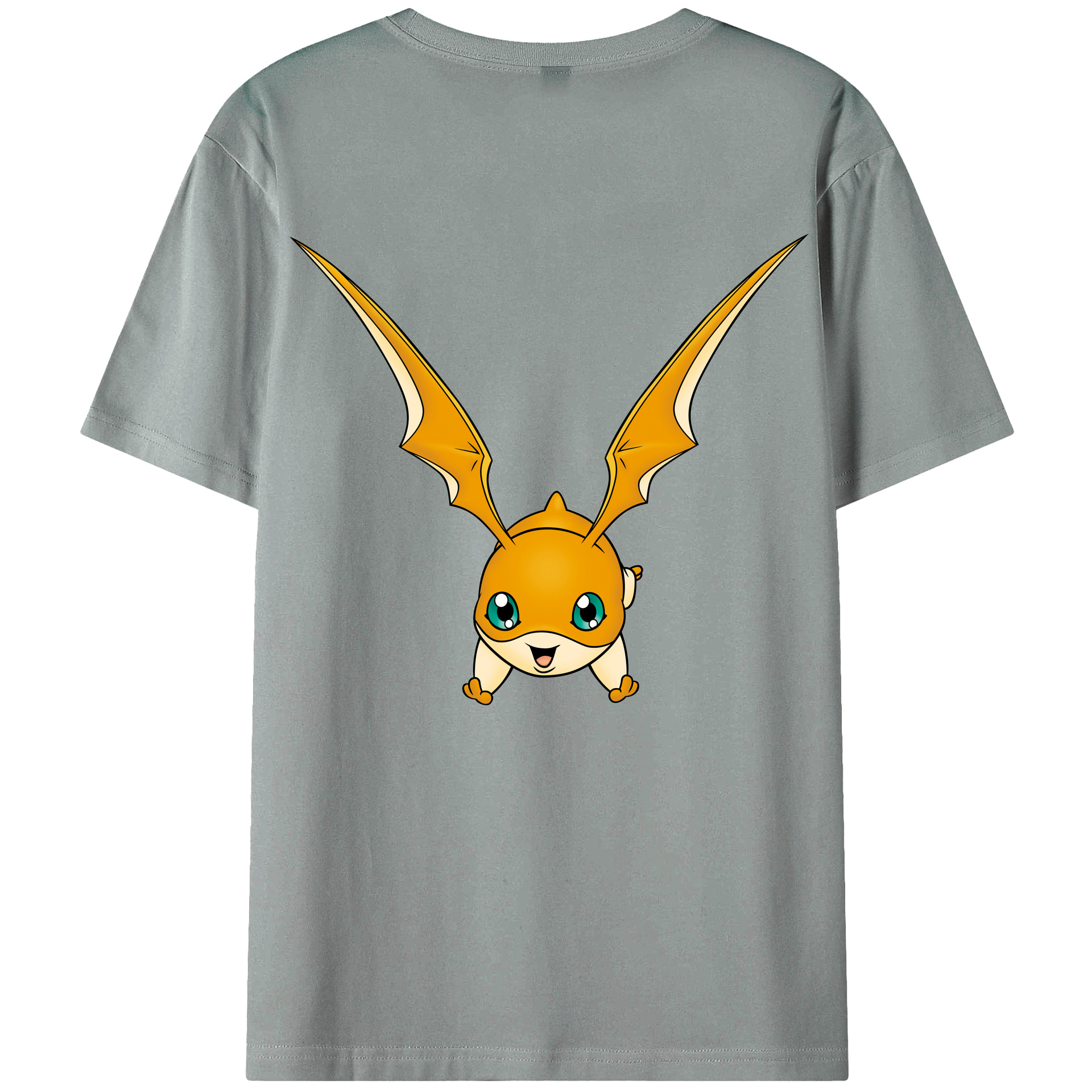 （画像用） Digimon デジタルモンスター/デジモン 綿100％ メンズ半袖Tシャツ（バックプリント） 通気性